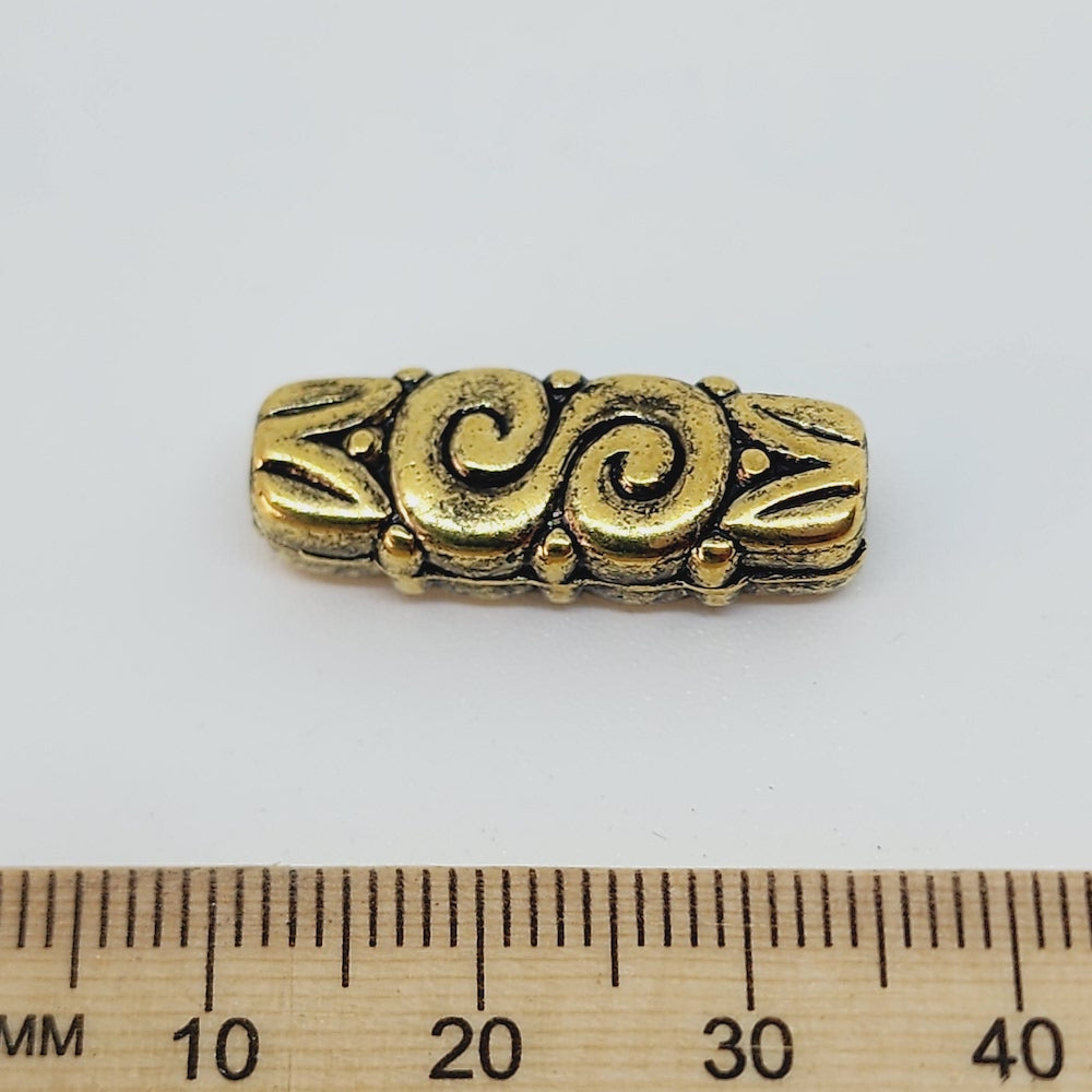30x11mm Flat Tube (10) - Antique Gold - Persian Style Vintage Beads