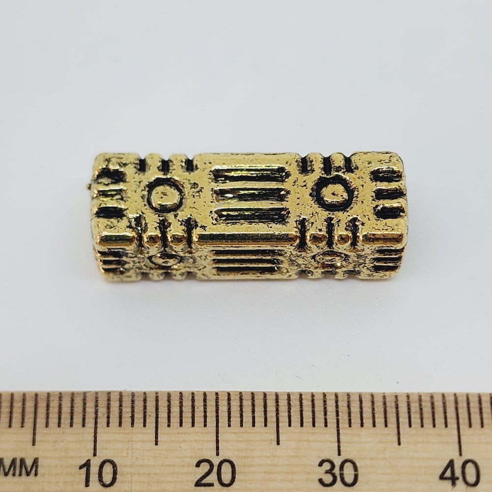 28x9mm Column (10) - Antique Gold - Persian Style Vintage Beads