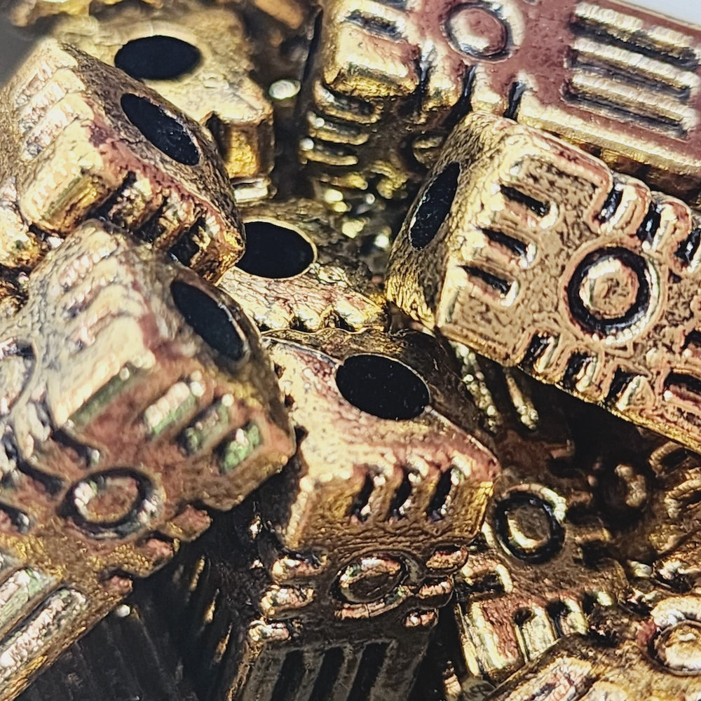 28x9mm Column (10) - Antique Gold - Persian Style Vintage Beads