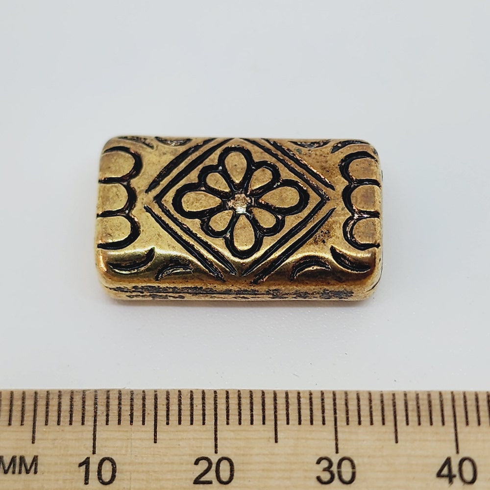 26x15mm Flat Rectangle (10) - Antique Gold - Persian Style Vintage Beads