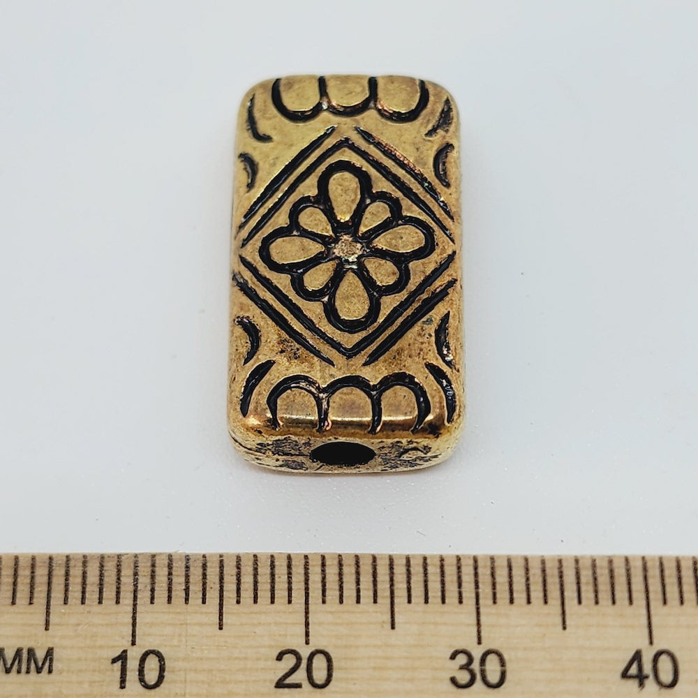 26x15mm Flat Rectangle (10) - Antique Gold - Persian Style Vintage Beads