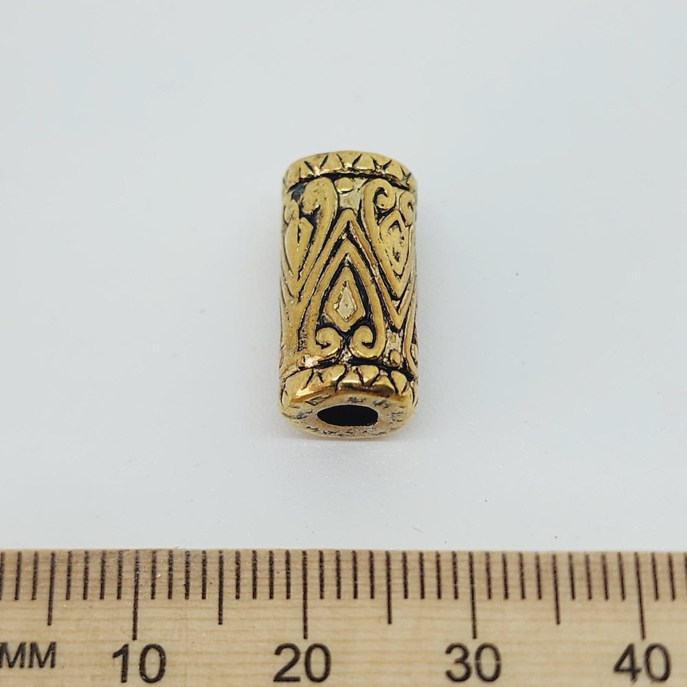 17x8.5mm Tube (10) - Antique Gold - Persian Style Vintage Beads