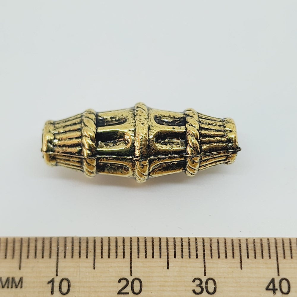 28x11mm Tube (10) - Antique Gold - Persian Style Vintage Beads