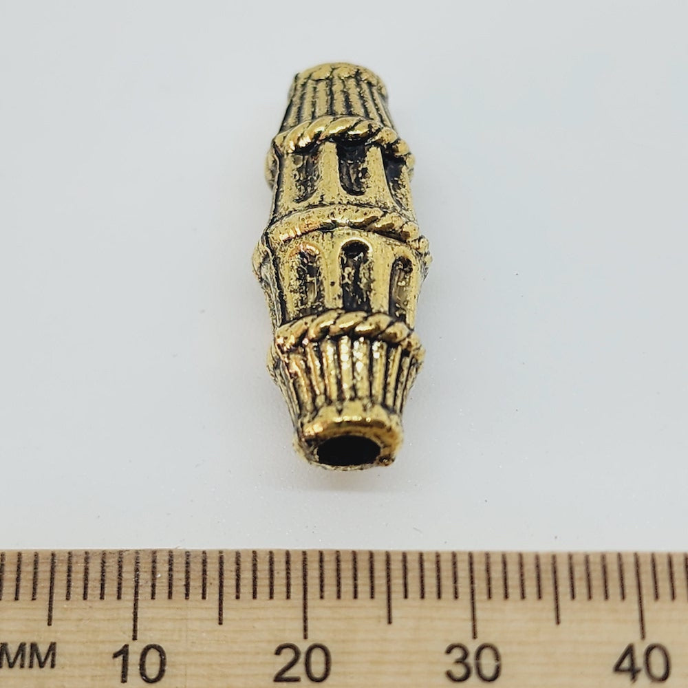 28x11mm Tube (10) - Antique Gold - Persian Style Vintage Beads