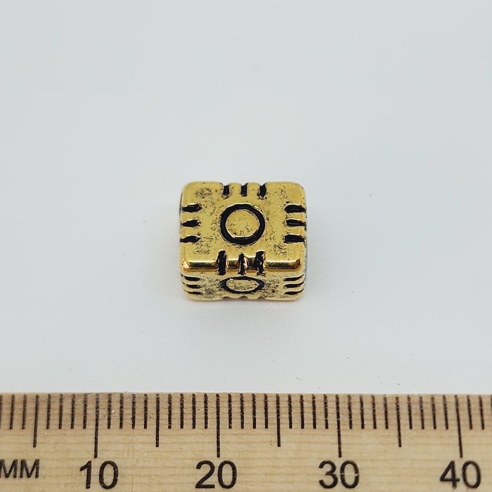 11x8.5mm Block (10) - Antique Gold - Vintage Metalised Beads