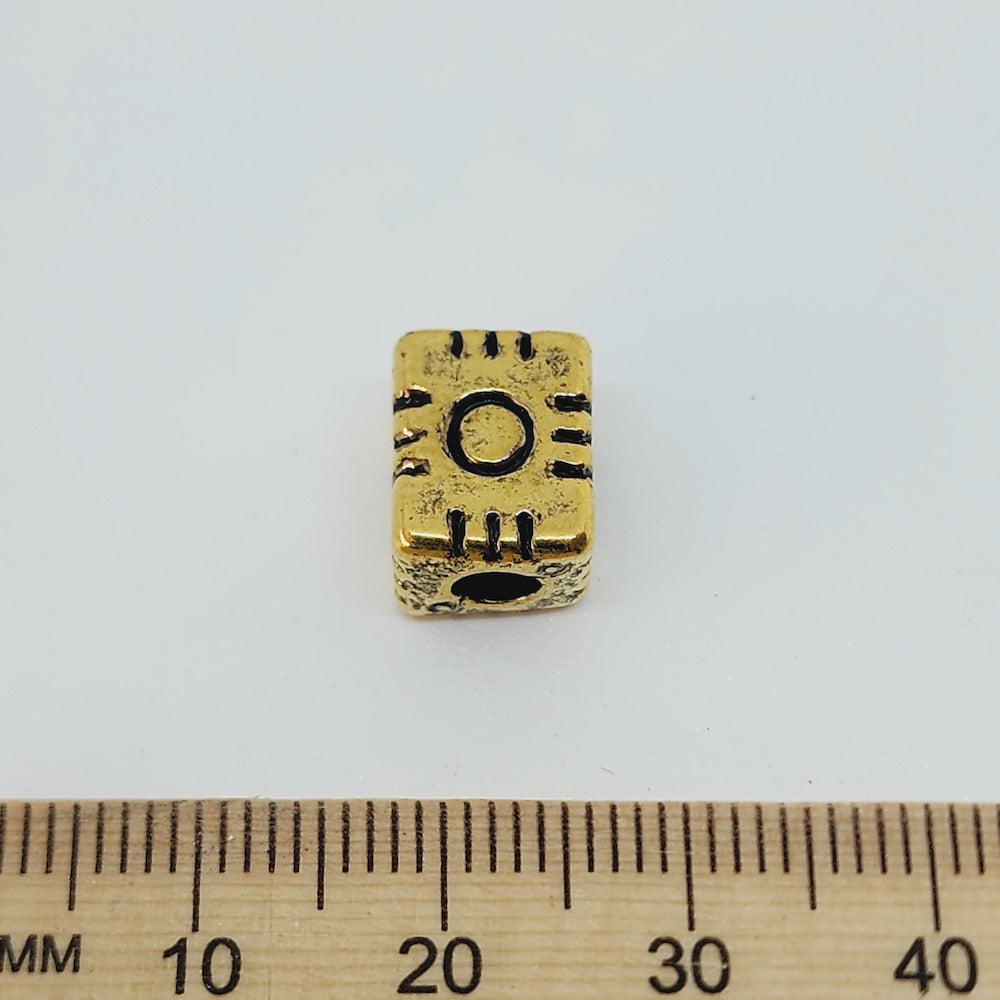 11x8.5mm Block (10) - Antique Gold - Vintage Metalised Beads