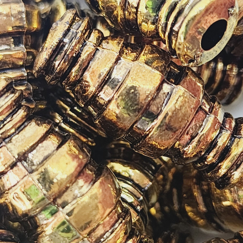 28x12mm Tube (10) - Antique Gold - Persian Style Vintage Beads