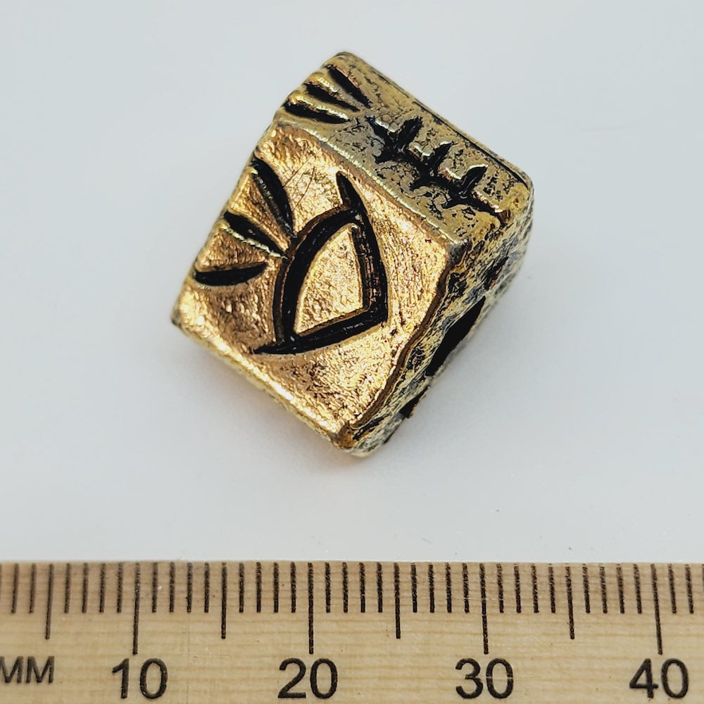 15x20mm Triangle Beads (10) - Gold - Vintage Metalised Beads