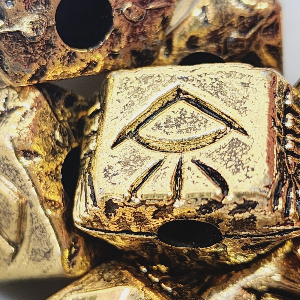 15x20mm Triangle Beads (10) - Gold - Vintage Metalised Beads