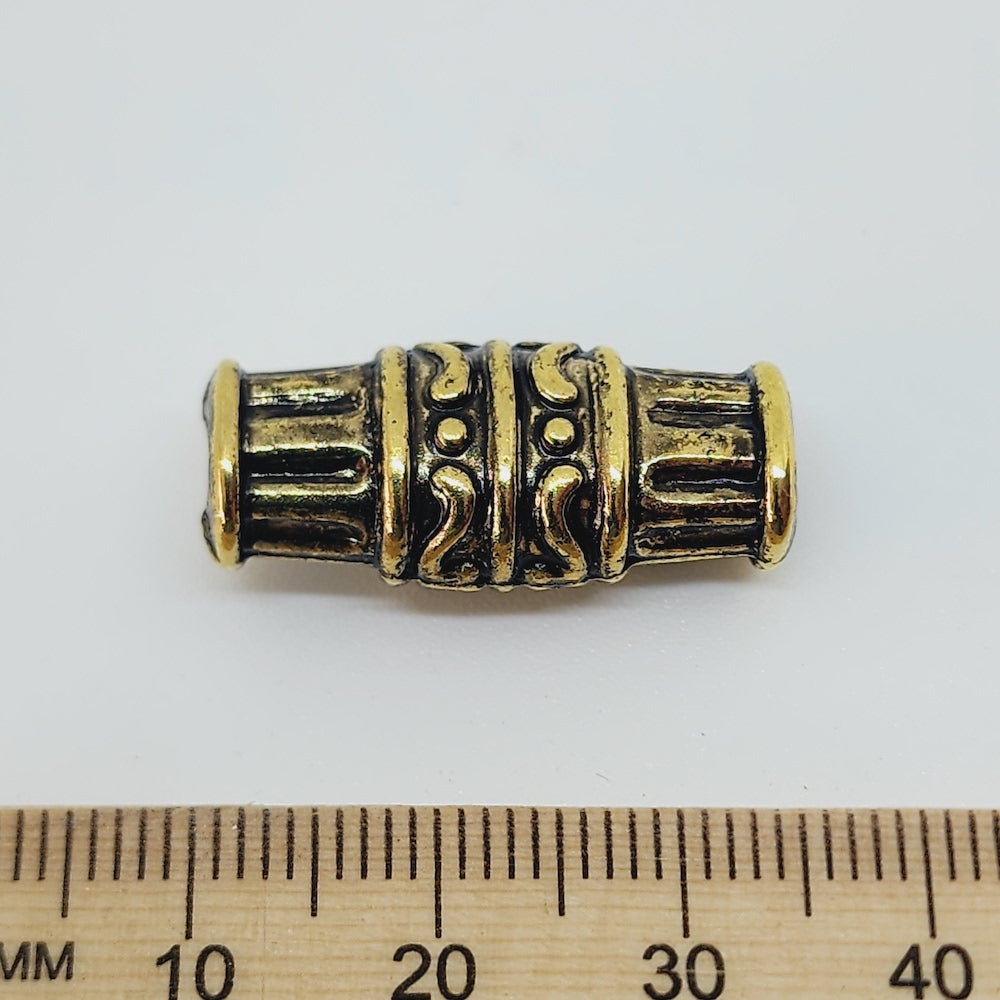 26x11mm Flat Tube (10) - Antique Gold - Persian Style Vintage Beads