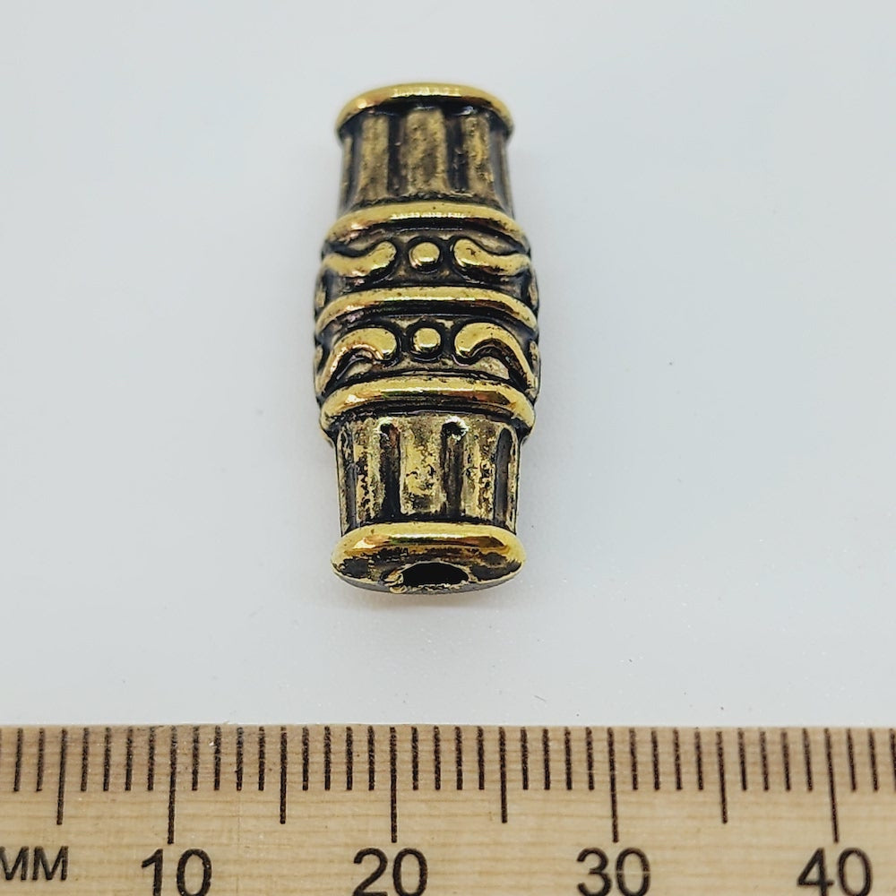 26x11mm Flat Tube (10) - Antique Gold - Persian Style Vintage Beads