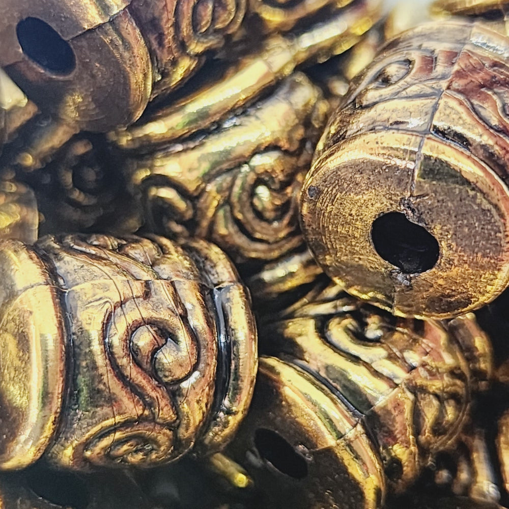 Tube (10) - Antique Gold - Vintage Metalised Beads