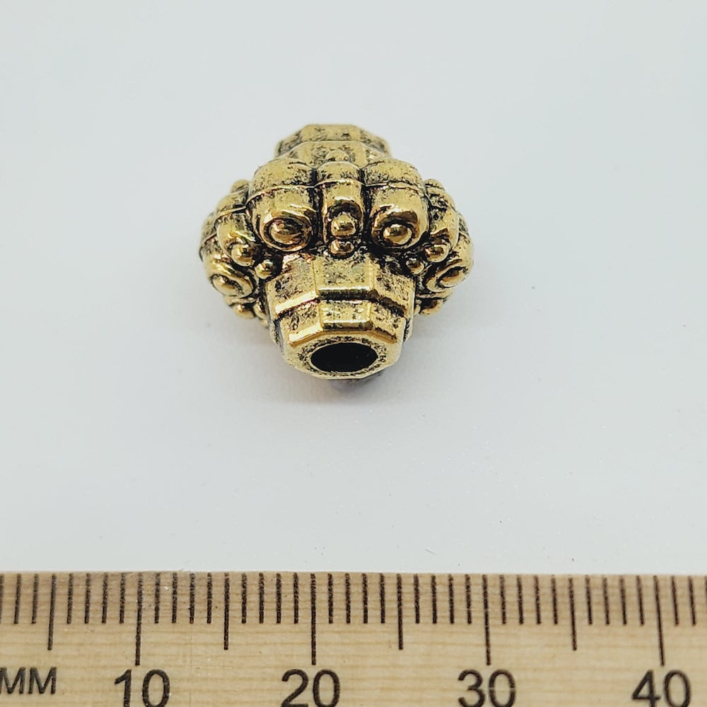 15x16mm Bicone (10) - Antique Gold - Persian Style Vintage Beads