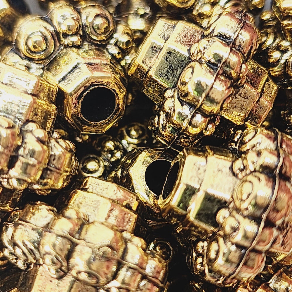 15x16mm Bicone (10) - Antique Gold - Persian Style Vintage Beads