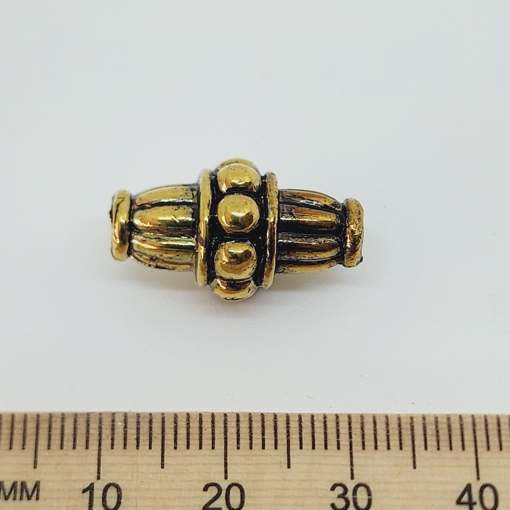 21x12 Bicone (10) - Antique Gold - Vintage Metalised Beads