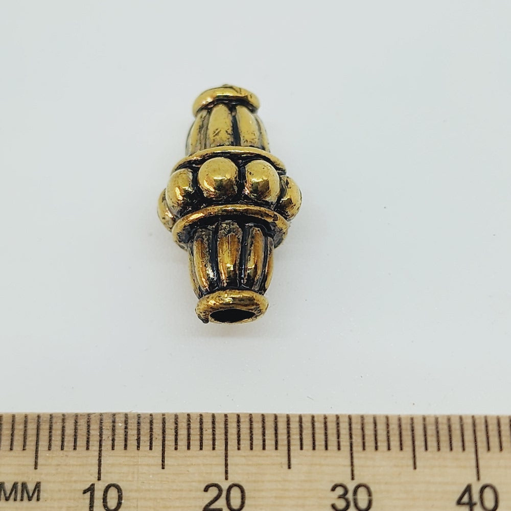 21x12 Bicone (10) - Antique Gold - Vintage Metalised Beads