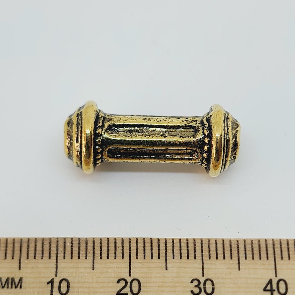 25mm Dog Bone (10) - Antique Gold - Persian Style Vintage Beads