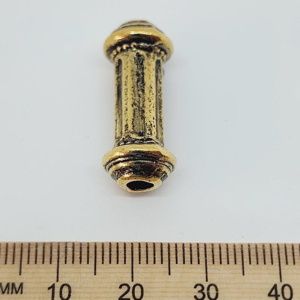 25mm Dog Bone (10) - Antique Gold - Persian Style Vintage Beads