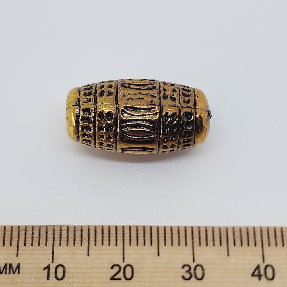 22x12mm Tube (10) - Antique Gold - Vintage Metalised Beads