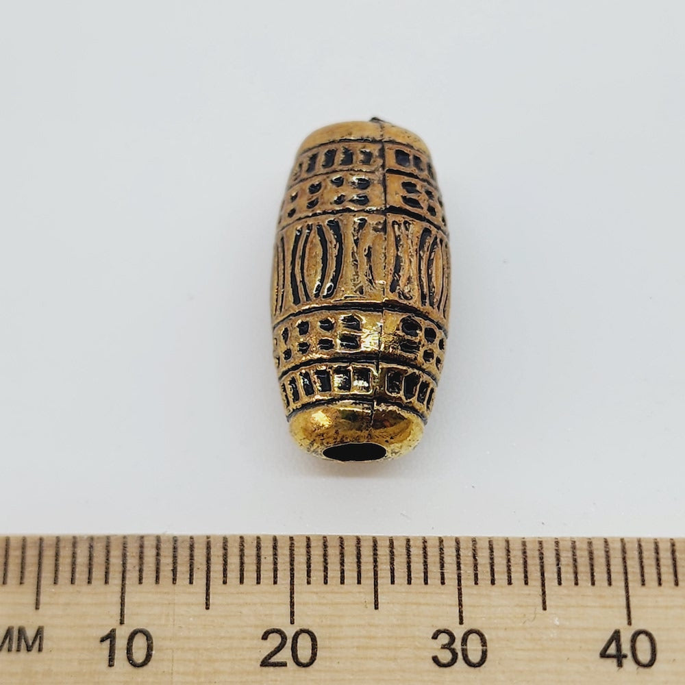 22x12mm Tube (10) - Antique Gold - Vintage Metalised Beads