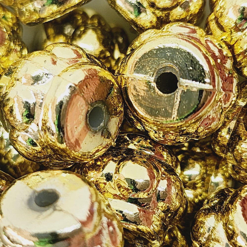 12x14mm Tube (25) - Gold - Vintage Metalised Beads