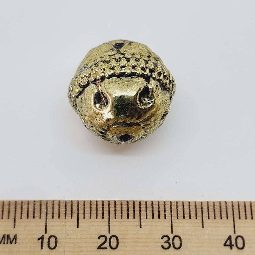 17x18mm Round (10) - Antique Gold - Vintage Metalised Beads