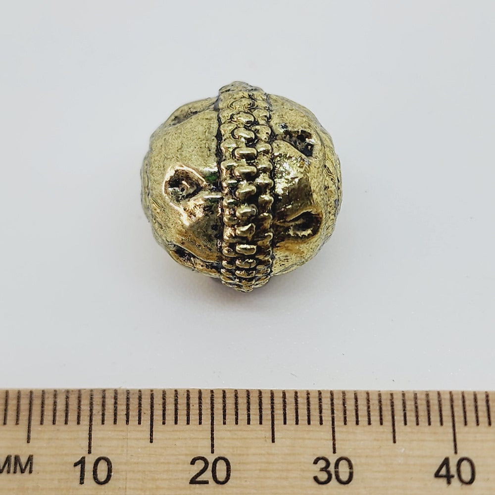 17x18mm Round (10) - Antique Gold - Vintage Metalised Beads