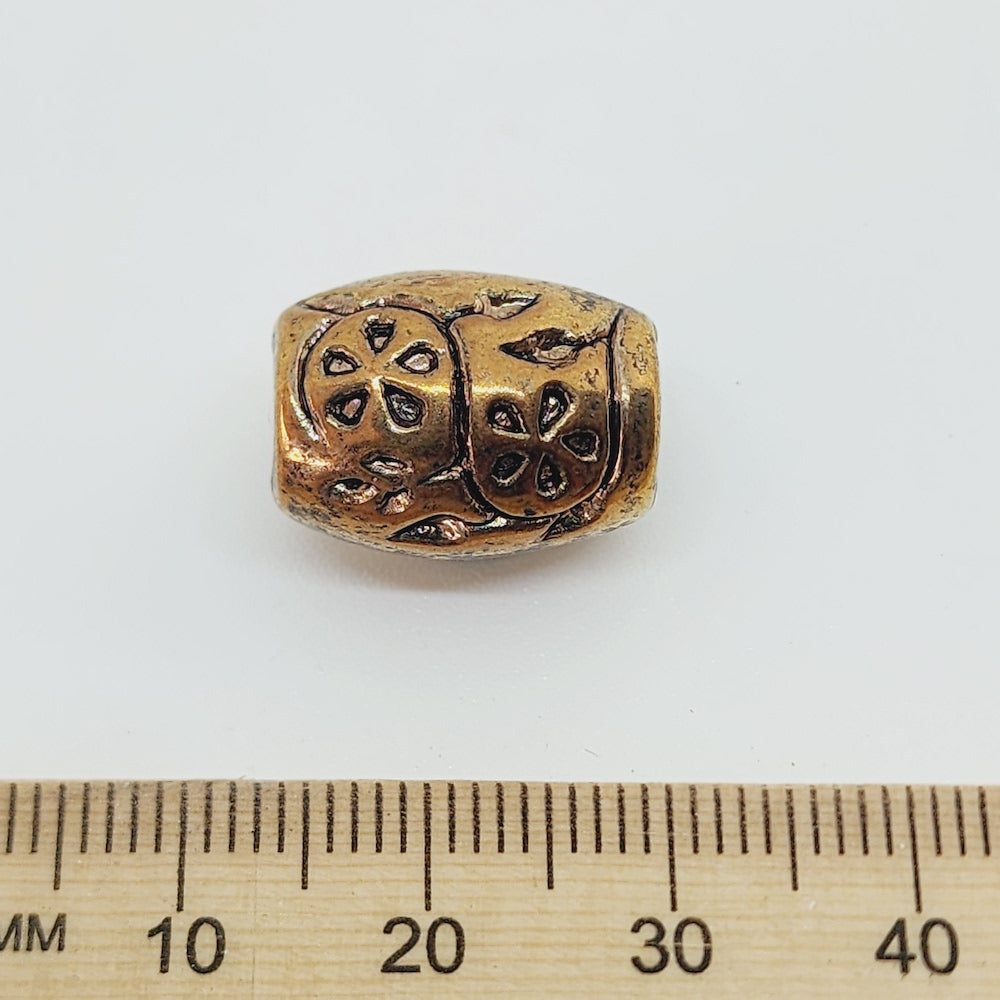 16x12mm Barrel (10) - Antique Gold - Vintage Metalised Beads