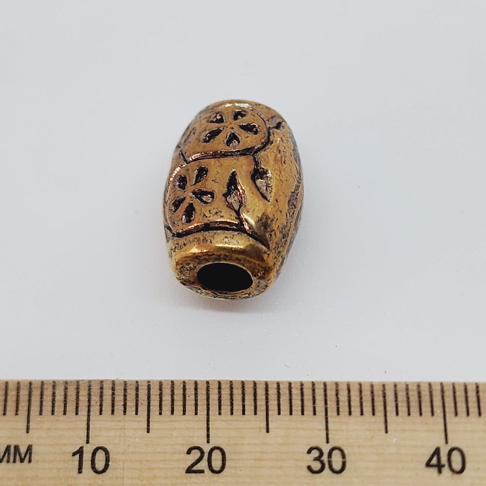 16x12mm Barrel (10) - Antique Gold - Vintage Metalised Beads