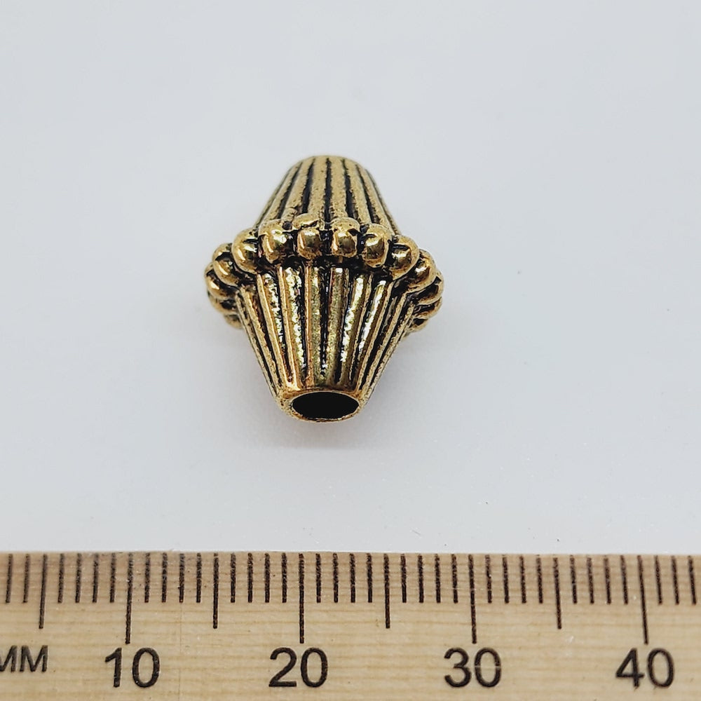 Bicone (10) - Antique Gold - Vintage Metalised Beads
