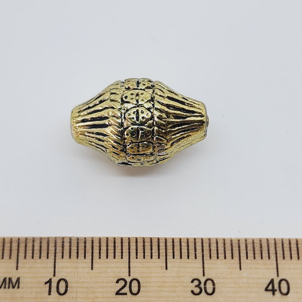 19x12mm Bicone (10) - Antique Gold - Vintage Metalised Beads