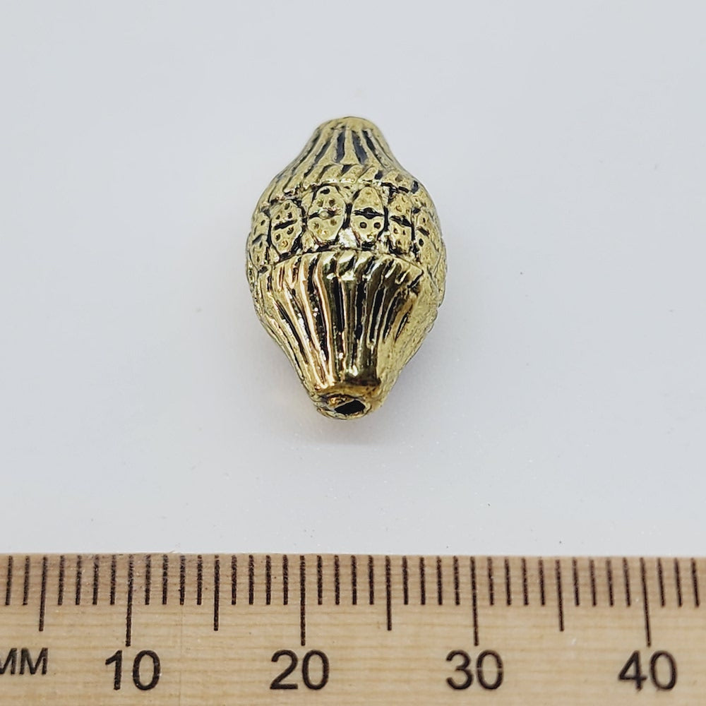 19x12mm Bicone (10) - Antique Gold - Vintage Metalised Beads