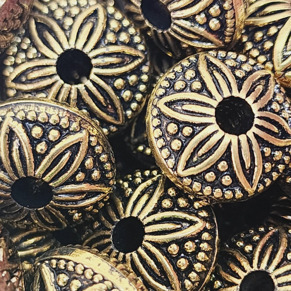 17x9mm UFO (10) - Antique Gold - Vintage Metalised Beads