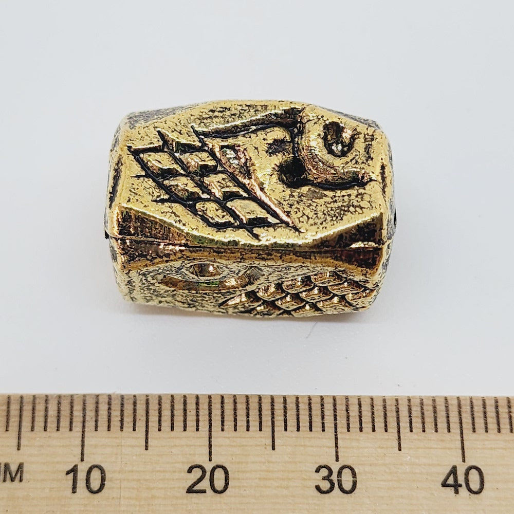 23x15mm Rectangle (10) - Antique Gold - Vintage Metalised Beads