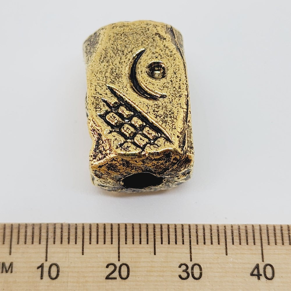 23x15mm Rectangle (10) - Antique Gold - Vintage Metalised Beads