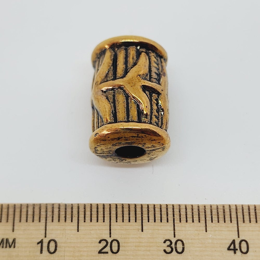 18x13mm Tube (10) - Antique Gold - Vintage Metalised Beads