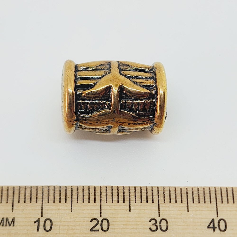 18x13mm Tube (10) - Antique Gold - Vintage Metalised Beads