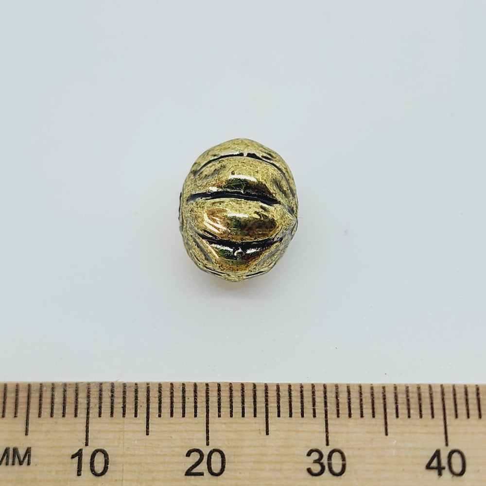 10x12mm Melon (10) - Antique Gold - Vintage Metalised Beads