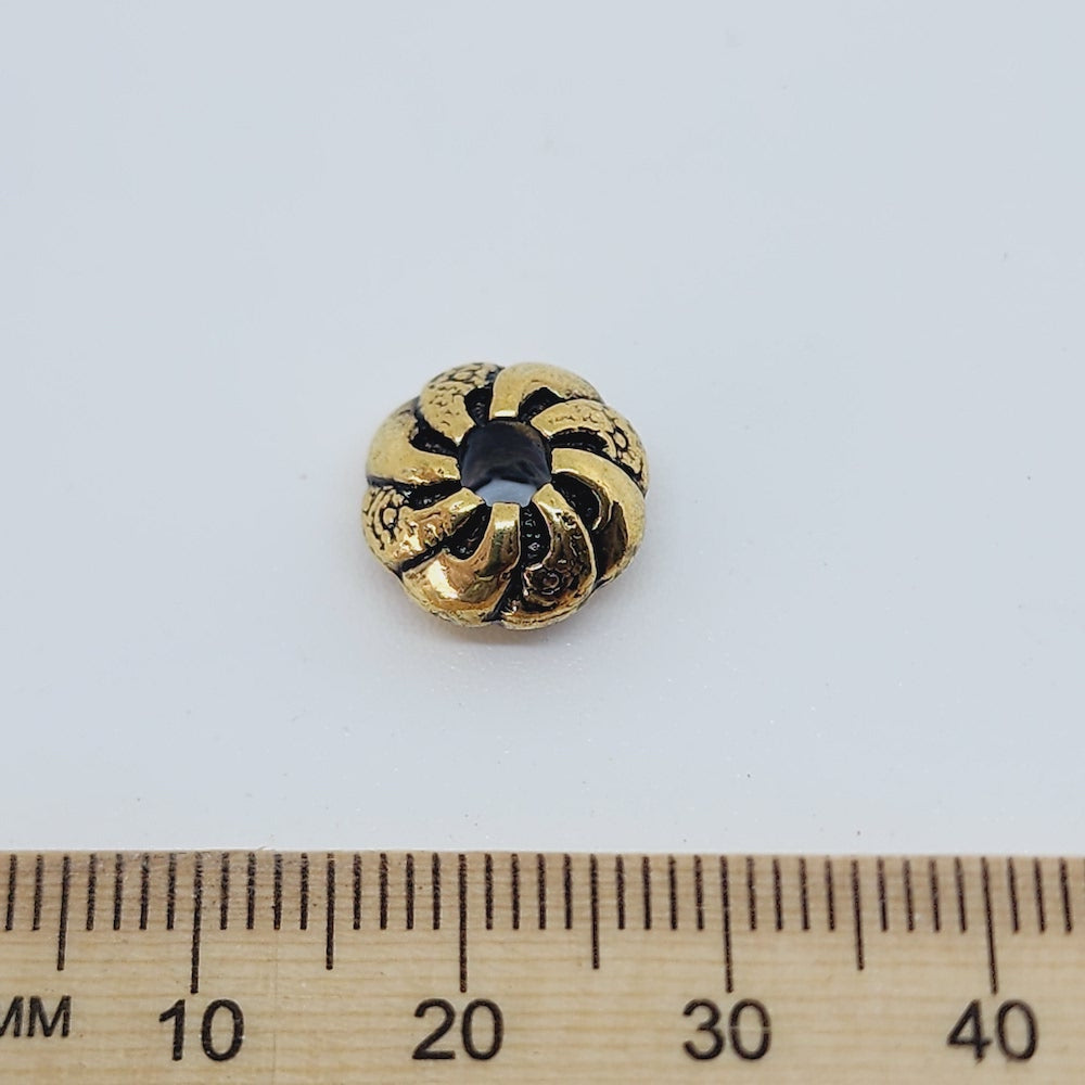 12x6mm UFO (10) - Antique Gold - Vintage Metalised Beads