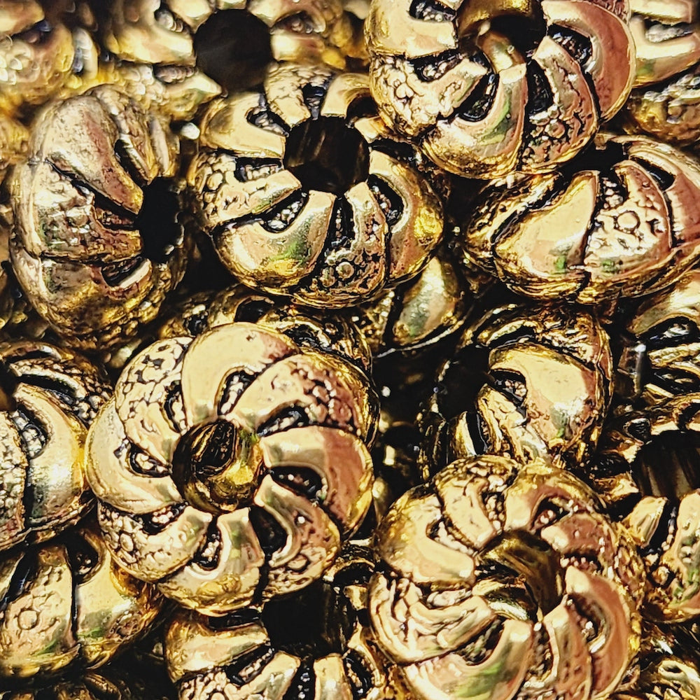 12x6mm UFO (10) - Antique Gold - Vintage Metalised Beads