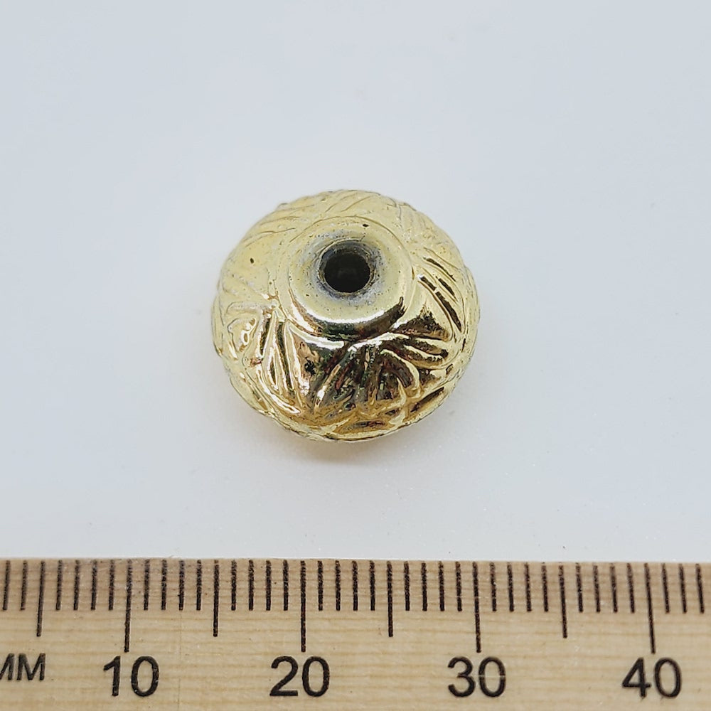 12x16mm Rondelle (10) - Gold - Vintage Metalised Beads