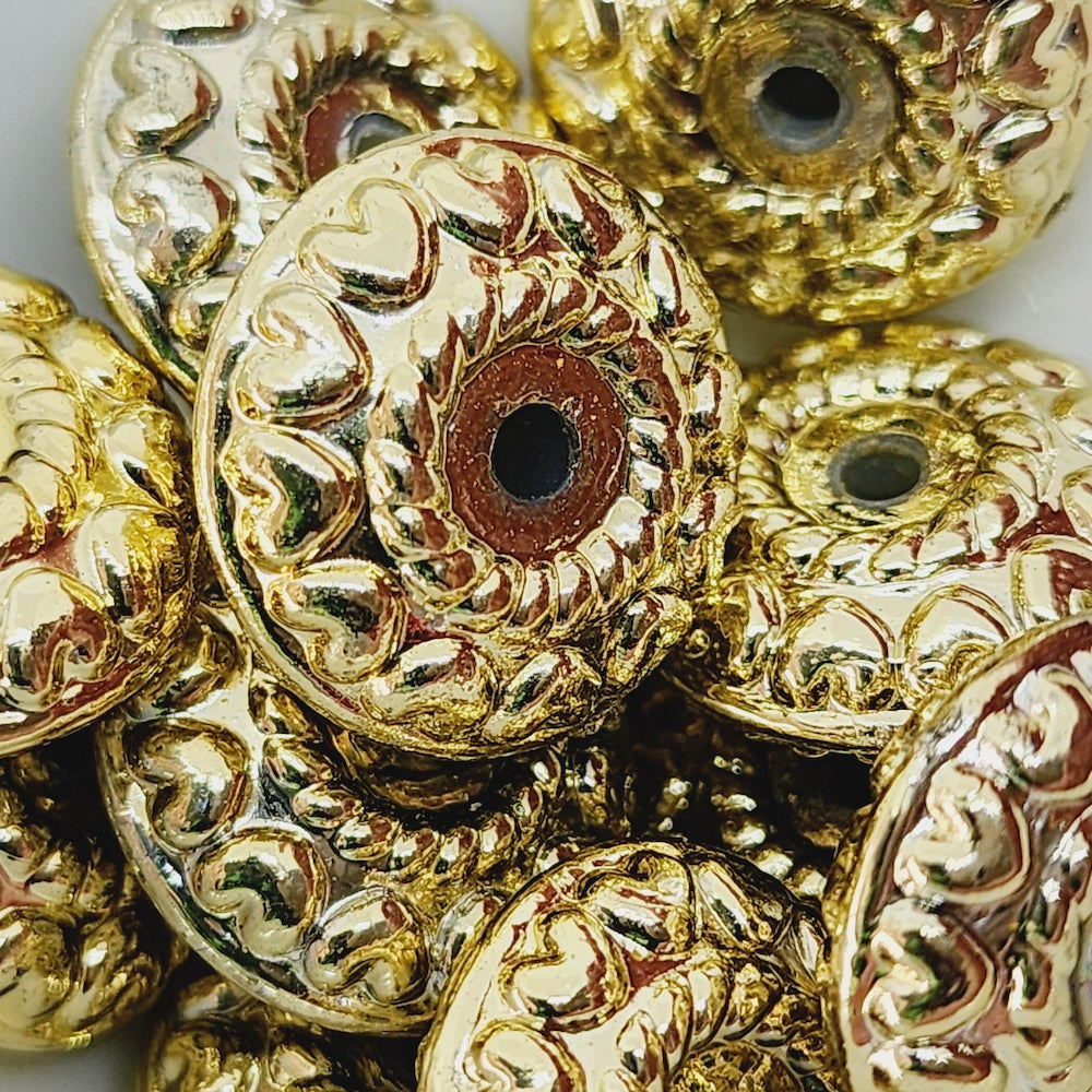 7x18mm Wheel (25) - Gold - Vintage Metalised Beads