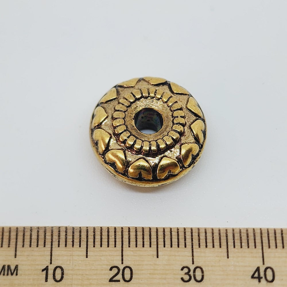 7x18mm Wheel (25) - Antique Gold - Vintage Metalised Beads