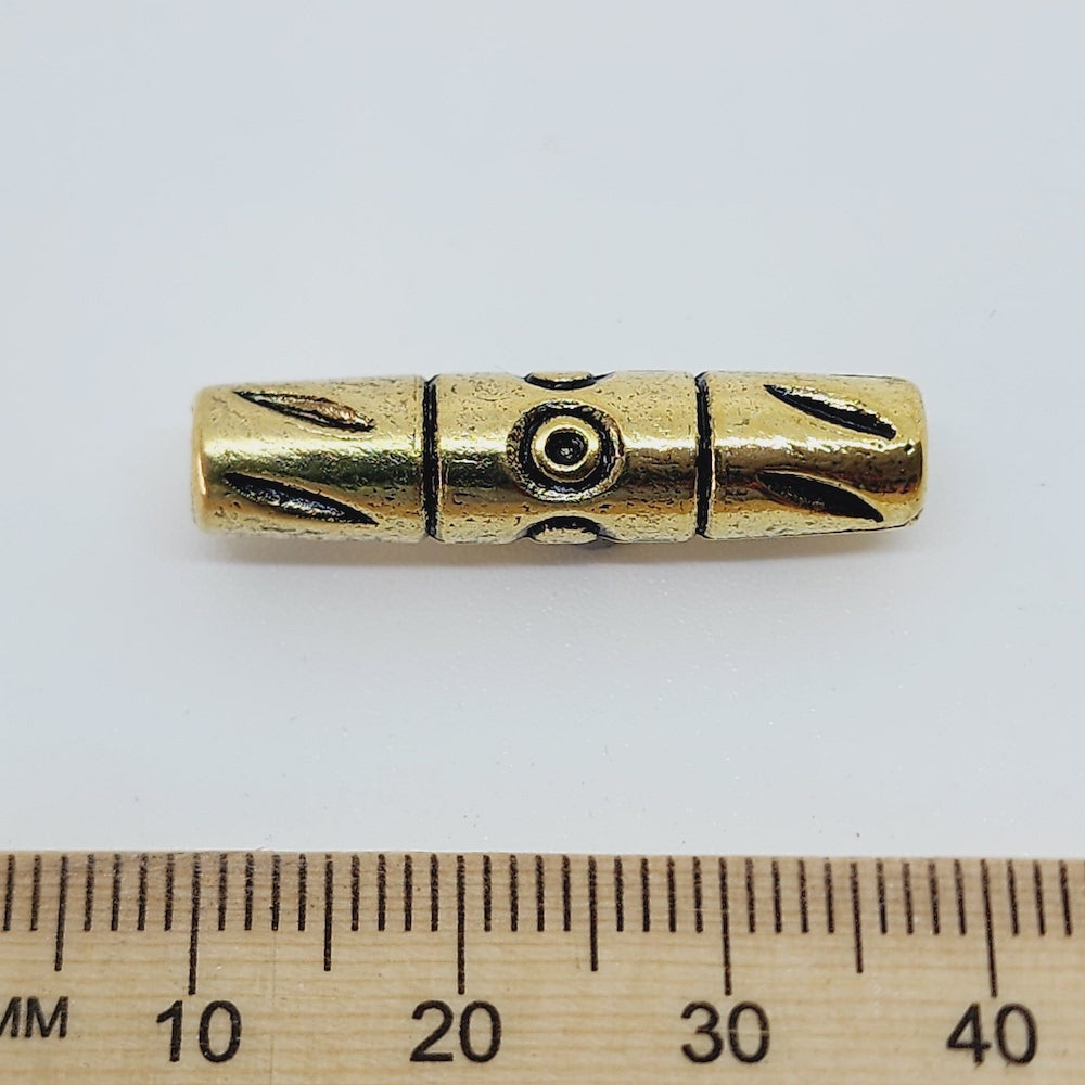 29x7mm Tube (10) - Antique Gold - Vintage Metalised Beads