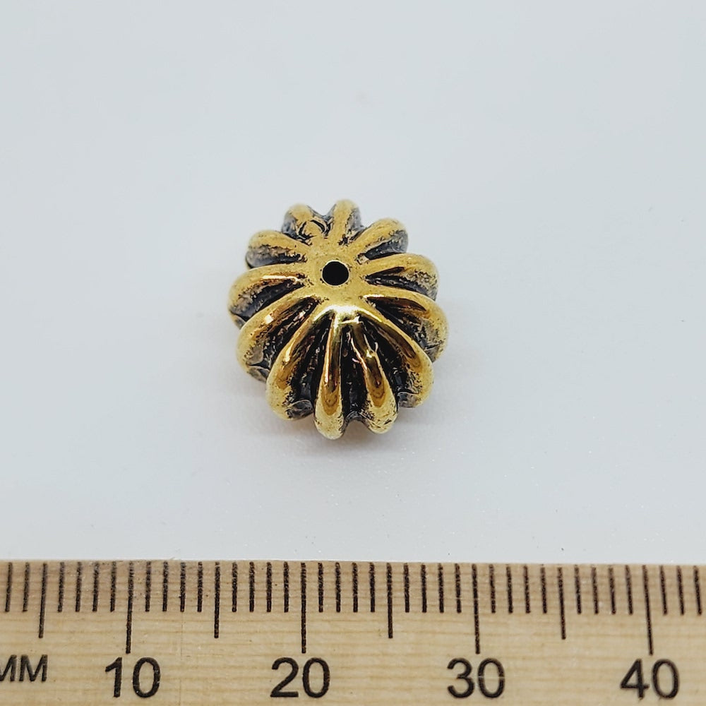 12mm Melon (10) - Antique Gold - Vintage Metalised Beads