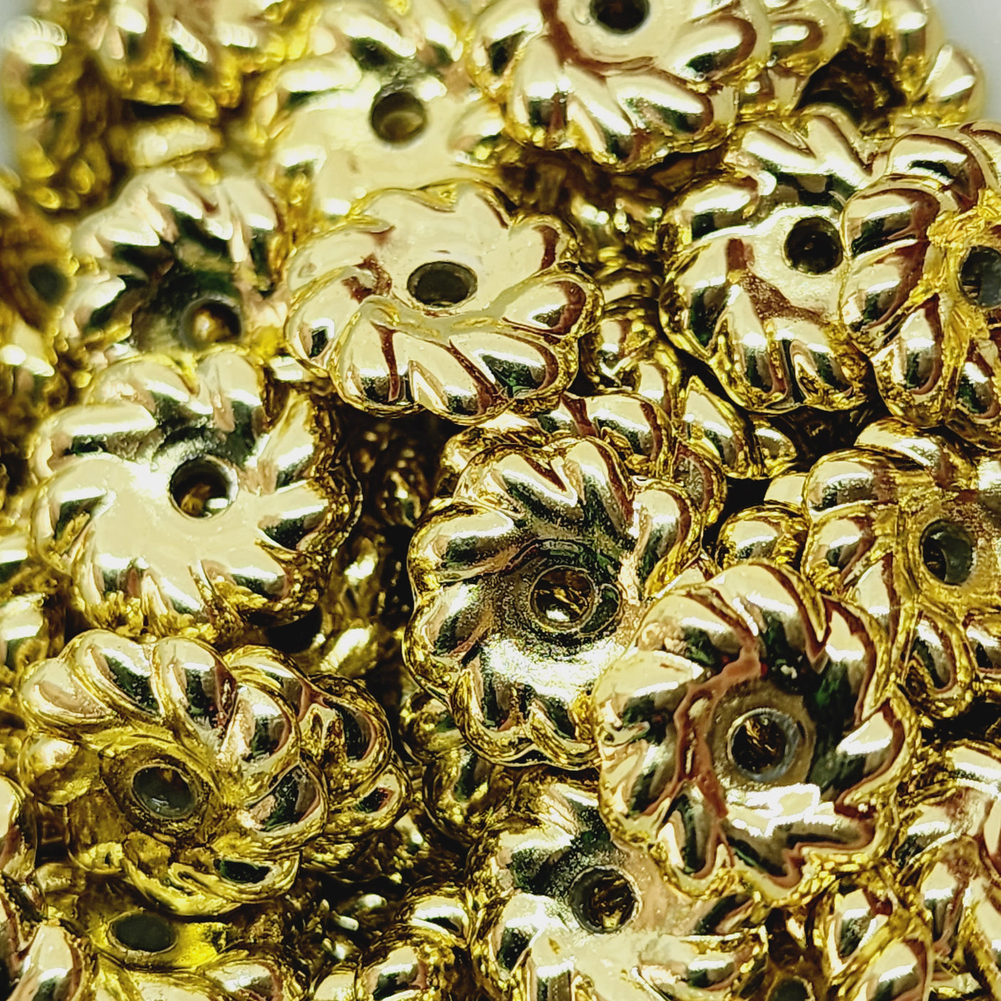 3x12mm Wheel (25) - Gold - Vintage Metalised Beads