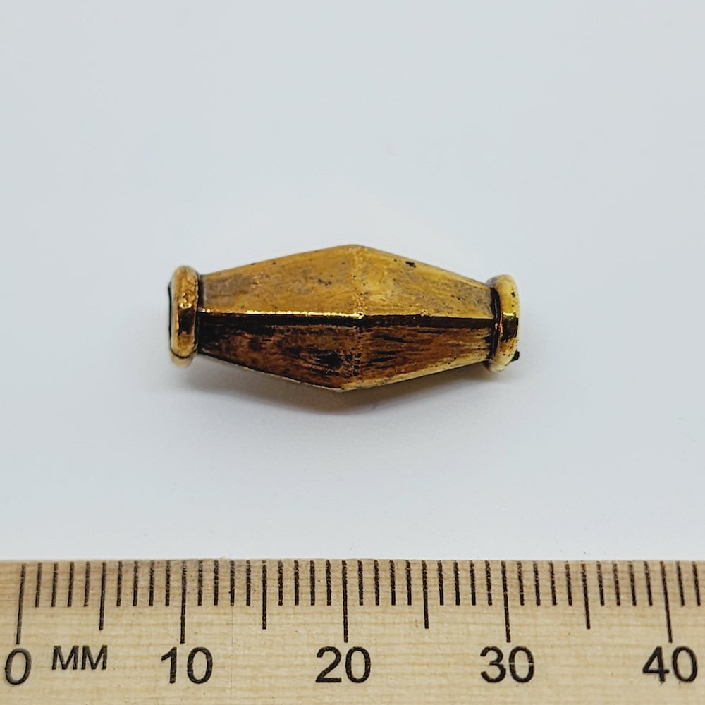 21x12mm Bicone (10) - Gold - Vintage Metalised Beads