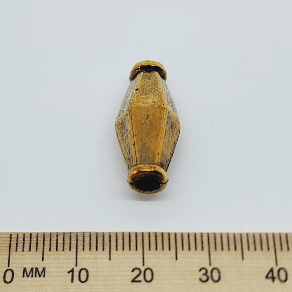 21x12mm Bicone (10) - Gold - Vintage Metalised Beads