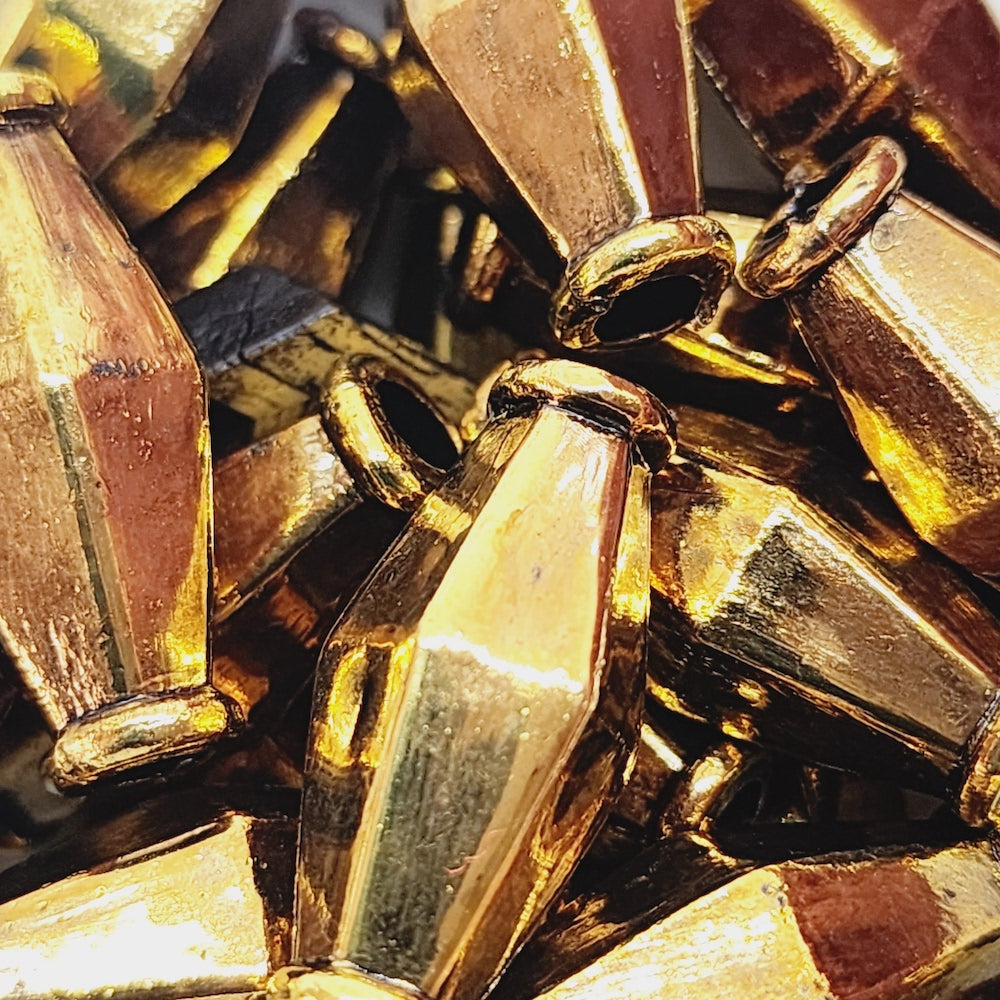 21x12mm Bicone (10) - Gold - Vintage Metalised Beads