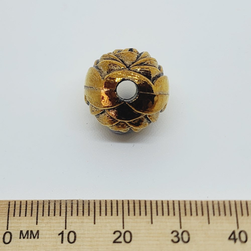 15mm Round Rose (10) - Antique Gold - Vintage Metalised Beads